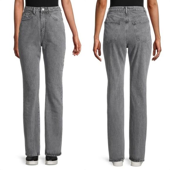 WeWoreWhat Icon Rigid Ultra High Waist Straight Leg Jeans in Grey - Picture 1 of 13